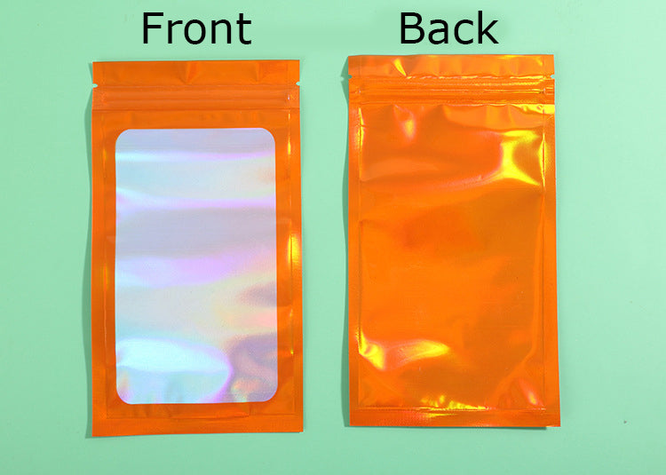 Custom Size 4x7.1" Iridescent Resealable Plastic Bags Clear Window Zipper Bag Zip lock Storage Pouch
