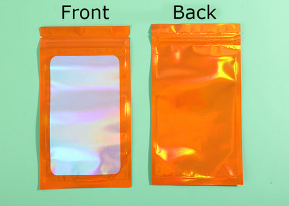 Custom Size 4x7.1" Iridescent Resealable Plastic Bags Clear Window Zipper Bag Zip lock Storage Pouch