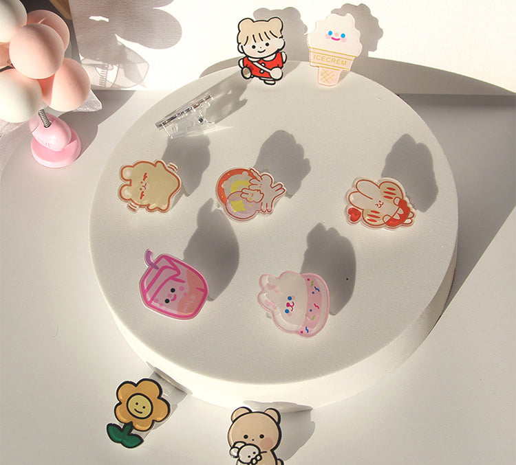 Rabbit Shaped Acrylic Album Memo Clip Bag Binder Sealing Clip Food Bag Clamp-Two Sides Imprint