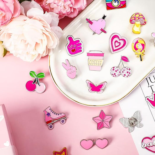 Custom Pink Theme Cute Enamel Lapel Pins Brooch Pin Badge for Clothes Bags Backpack Hat Decoration