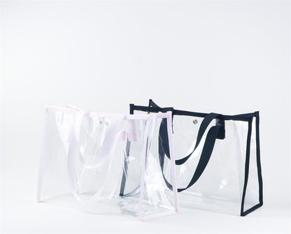 PVC Transparent Waterproof Tote Clear Shoulder Bag Outdoors Beach Bag Stadium Approved Bag(Size S)