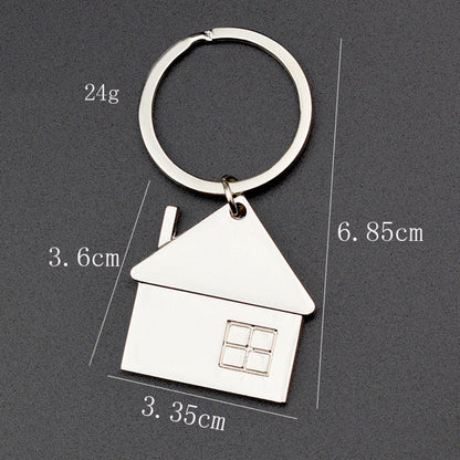 House Shaped Metal Keychain
