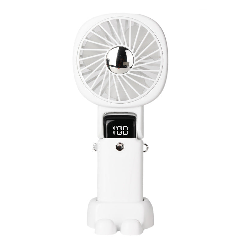 Rechargeable Mini Fan Handheld Fan Neck Fan With Battery Display Phone Stand With Lanyard