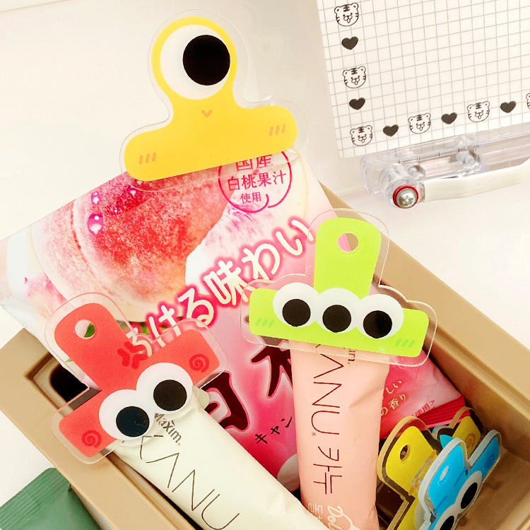 Big Eyes Acrylic Album Memo Clip Bag Binder Sealing Clip Food Bag Clamp-Two Sides Printing