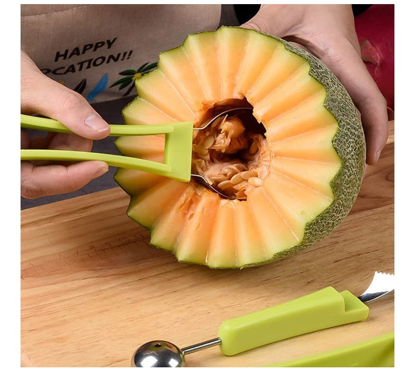Carespot Melon Baller Scoop Set, 4" 1 Stainless Steel Melon Cutter Watermelon Scooper