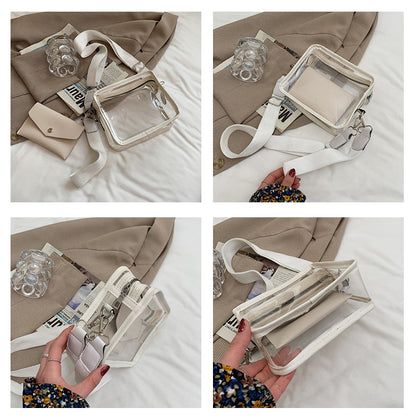PVC Transparent Crossbody Bag Single Shoulder Bag W/One Separate Pouch