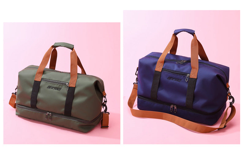 Travel Duffel Bag Oxford Tote Bag Sport Gym Bag Swimming Bag with Shoe Pouch&Wet Pocket