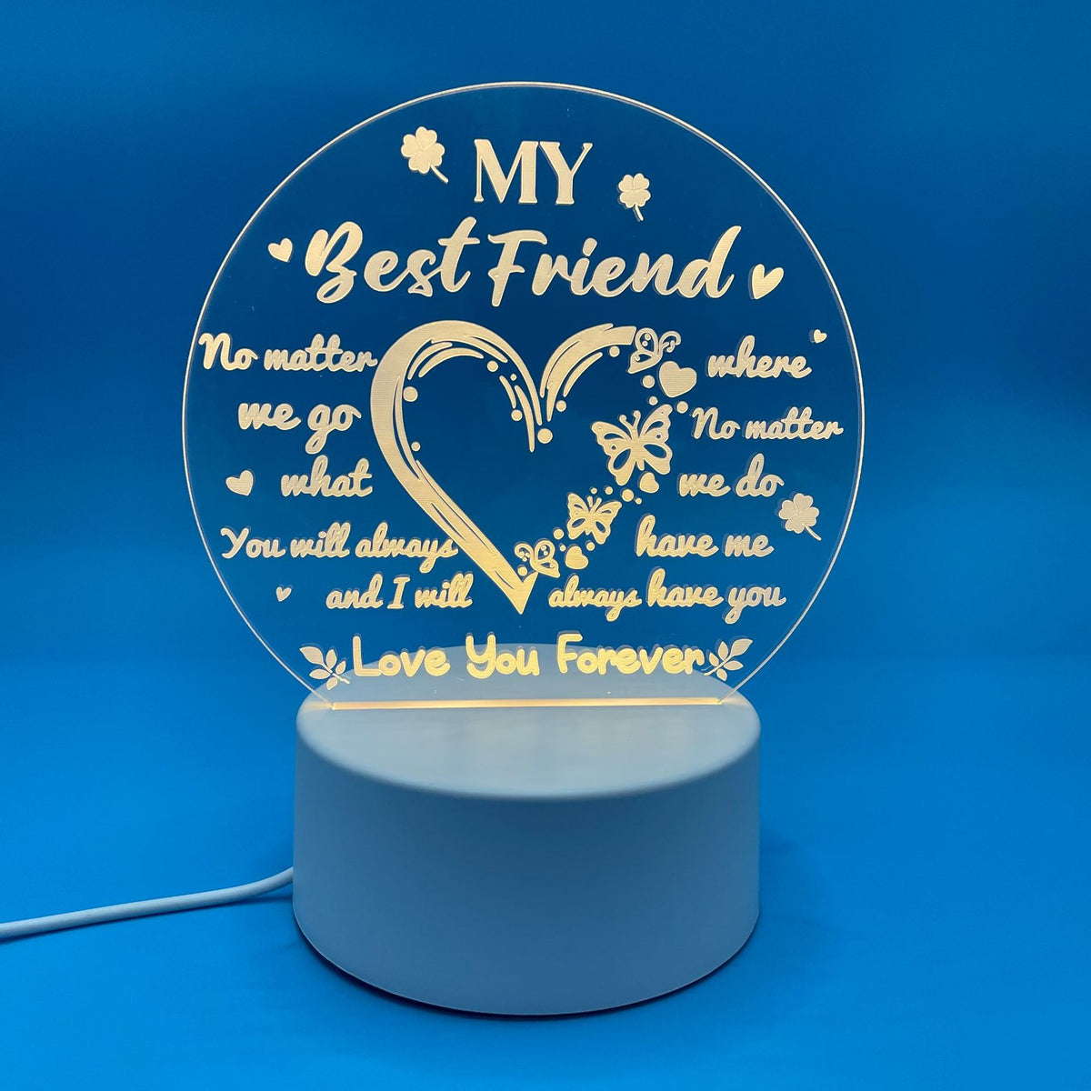 Custom Transparent Acrylic LED Night Light Light Up Sign With Light Base