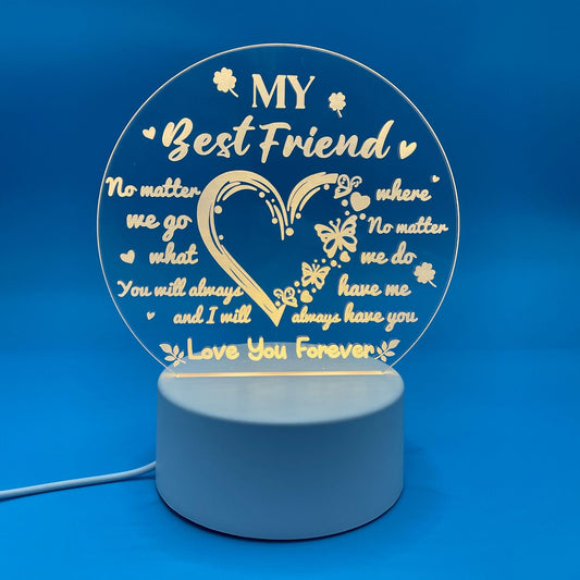 Custom Transparent Acrylic LED Night Light Light Up Sign With Light Base