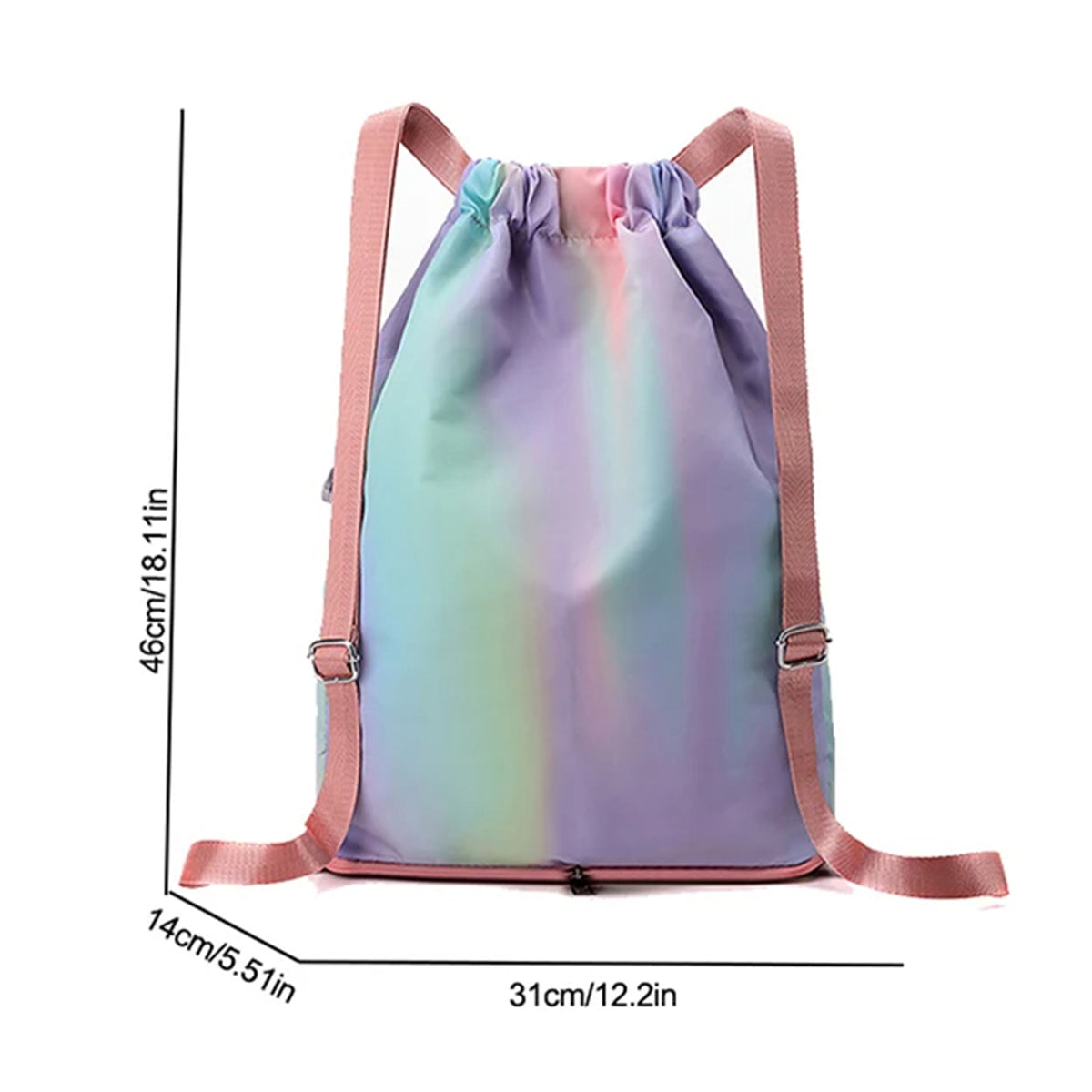 Foldable Gradient Color Drawstring Backpack Sports Gym Bag