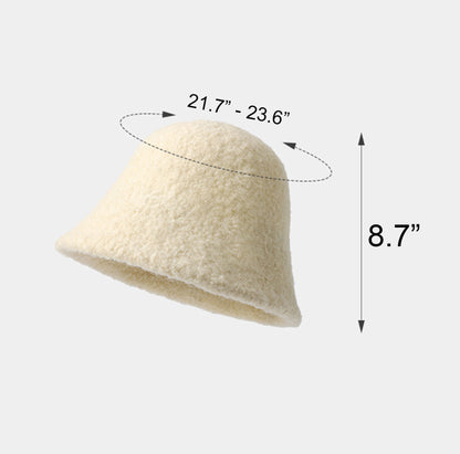 Winter Faux Fur Warmer Fisherman Sheep Felt Bucket Hat