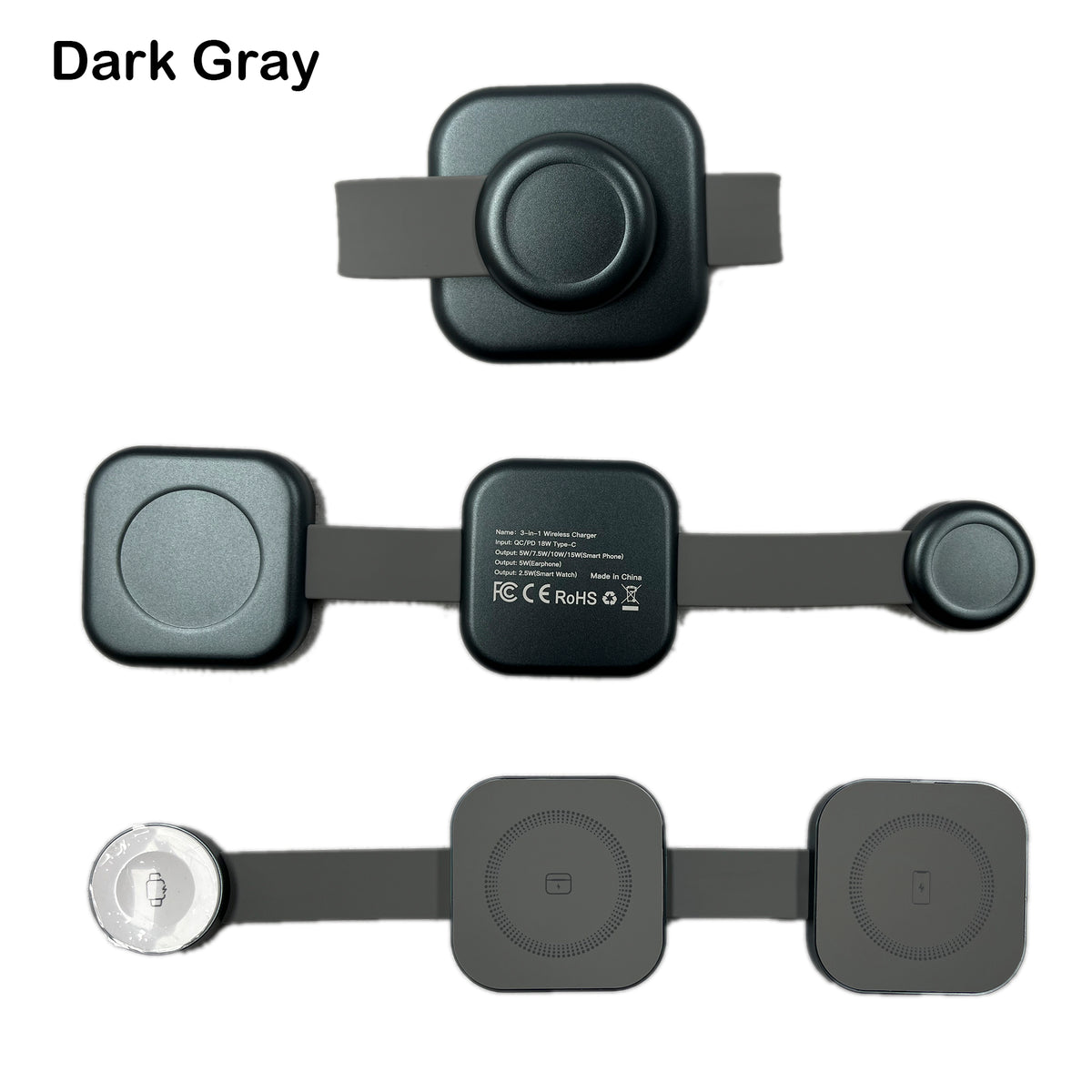 3" 1 Foldable Magnetic Wireless Charger Wireless Charging Pad For Multiple Device-Full color Print