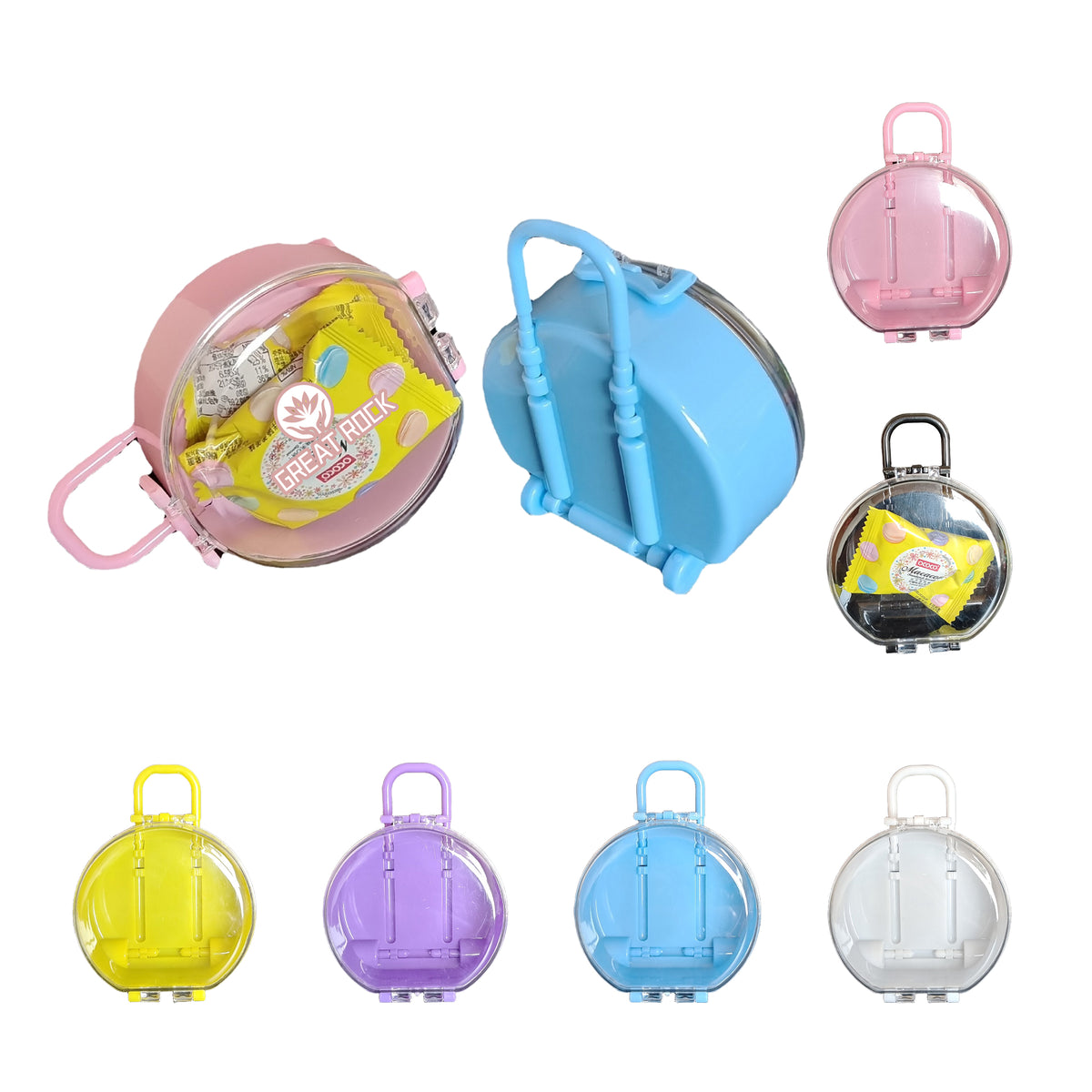 PS Plastic Round Luggage Shape Packing Box Desktop Storage Box-MultiColours Available