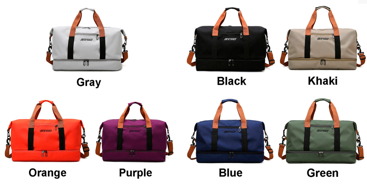 Travel Duffel Bag Oxford Tote Bag Sport Gym Bag Swimming Bag with Shoe Pouch&Wet Pocket