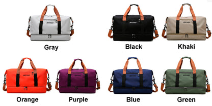 Travel Duffel Bag Oxford Tote Bag Sport Gym Bag Swimming Bag with Shoe Pouch&Wet Pocket