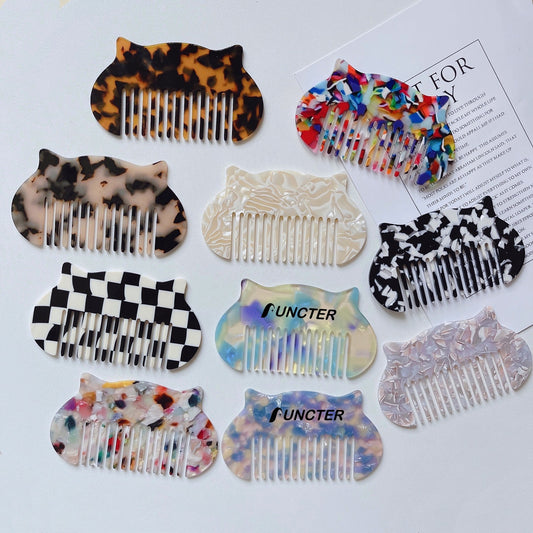 Mini Cat Shape Acetate Anti-Static Travel Comb Travel Comb