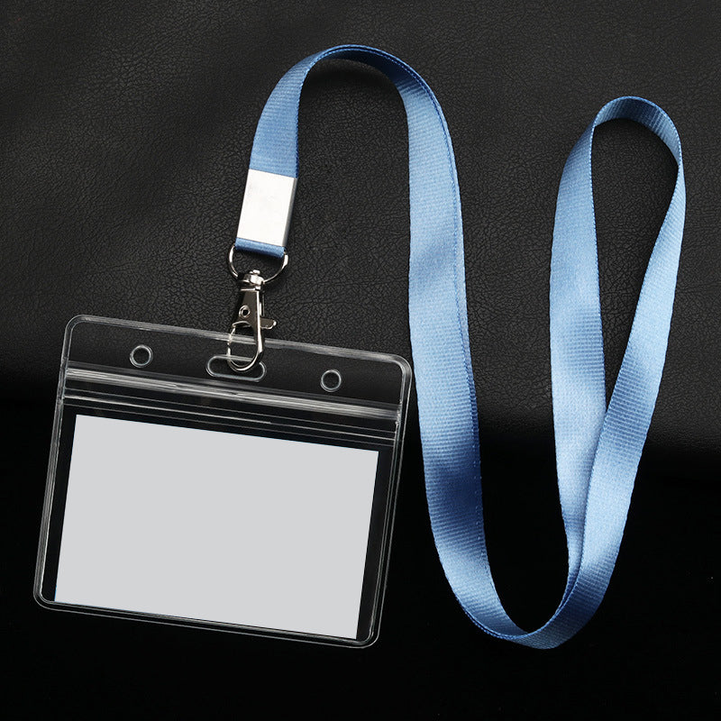 PVC Badge Holder Transparent Badge Holder Horizontal ID Holder Employee Card Holder With Lanyard
