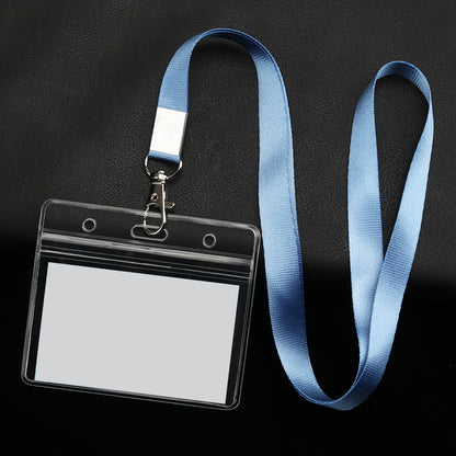 PVC Badge Holder Transparent Badge Holder Horizontal ID Holder Employee Card Holder With Lanyard