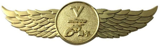 Metal Circle Lapel Pin Badge w/Wings