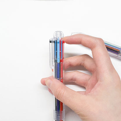 6-Color Transparent Pen Barrel Click Pen Original Retractable Ballpoint Pen