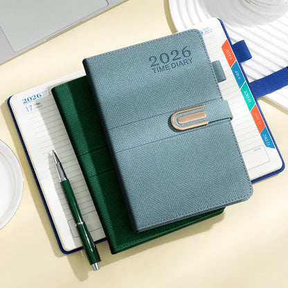 A5 PU Leather 2026 Weekly & Monthly Planner Daily Schedule Notebook W/ Pen Sleeve