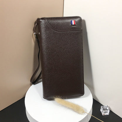 Mens Genuine Leather Long Wallet Card Holder Clutch Bag Cellphone Purse Wallets for Men