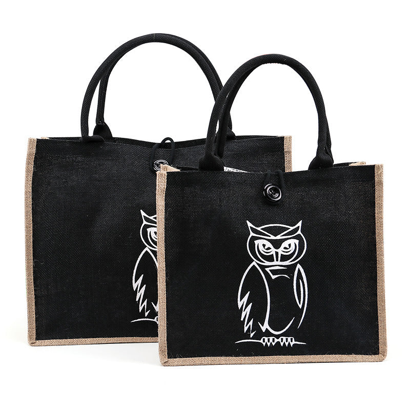 Burlap Tote Bags W/ A Button