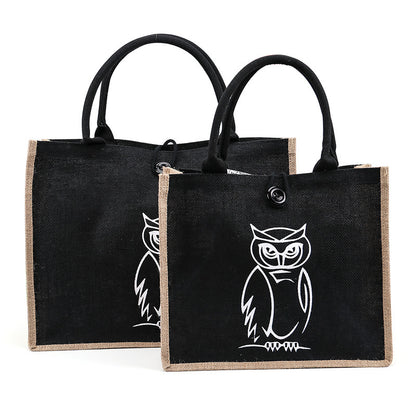 Burlap Tote Bags W/ A Button