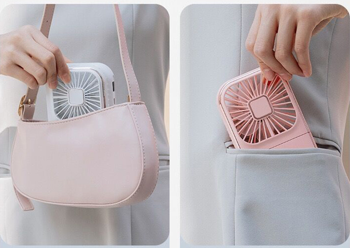 Mini Handheld Fan With Lanyard Power Bank Rechargeable Portable Fan Phone Holder