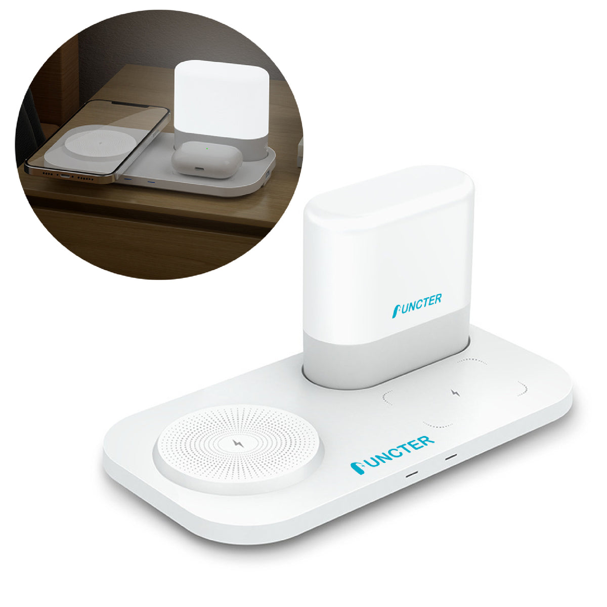 2" 1 Nightstand Lamp with Wireless Charging
