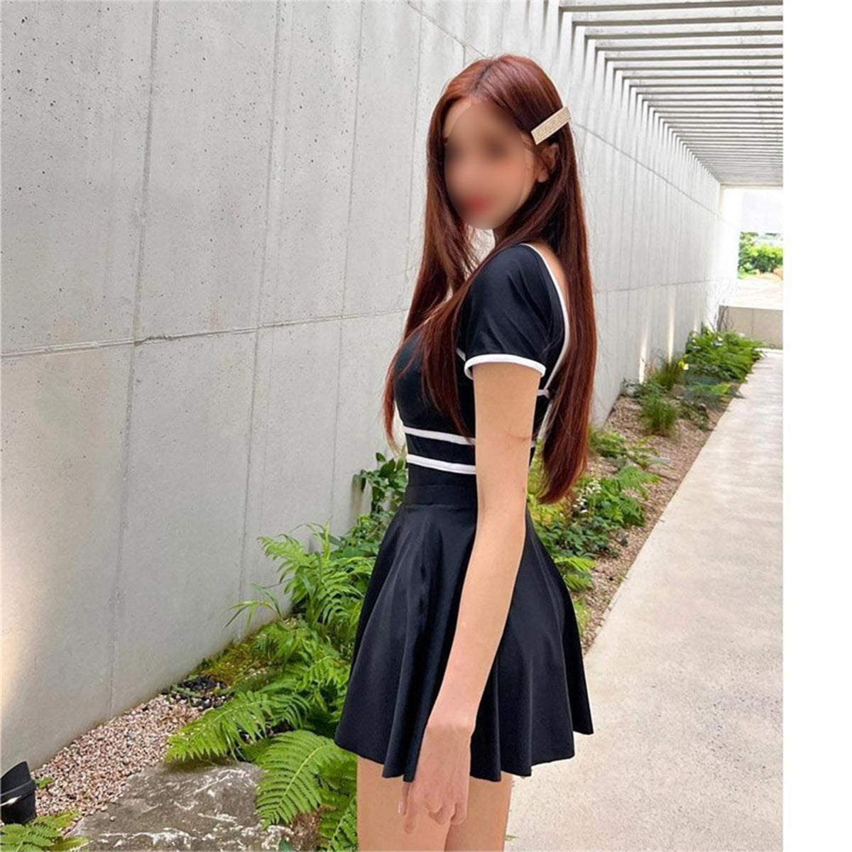 Girl One Piece Bathing Suit Crisscross Swimming Dress