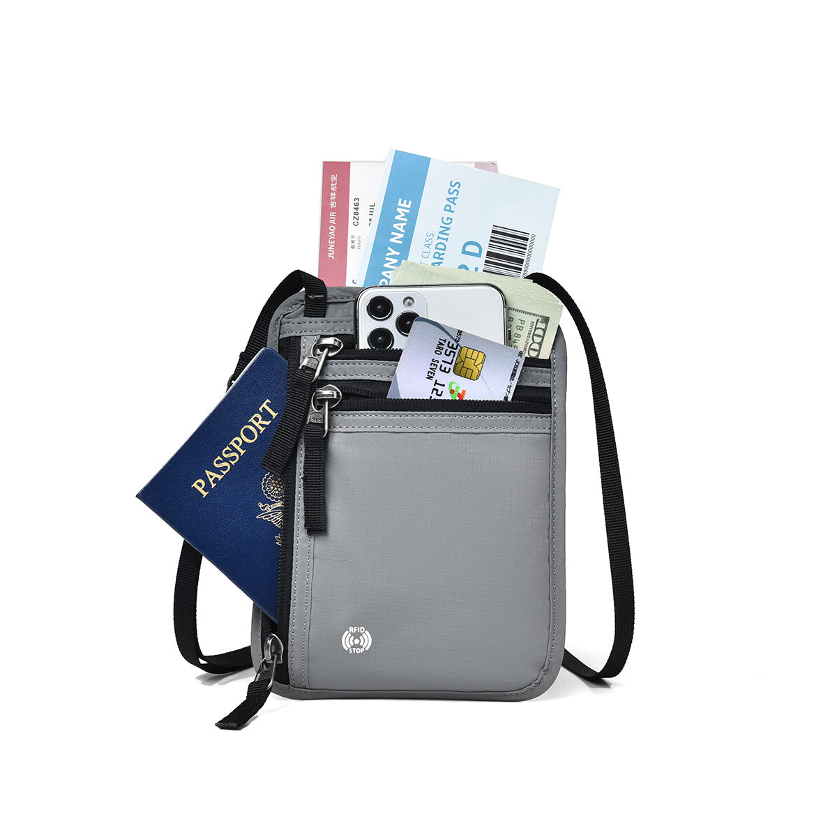 Water Resistant RFID Passport Holder Bag Travel Neck Wallet