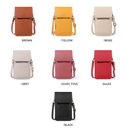 Touch Screen PU Leather Purse Bag Small Crossbody Bag Mini Messenger Bag Single Shoulder Handbag
