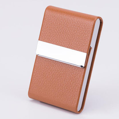Business Card Cases PU Leather Name Card Holders Stainless Steel Multi Card Holders for Men Women