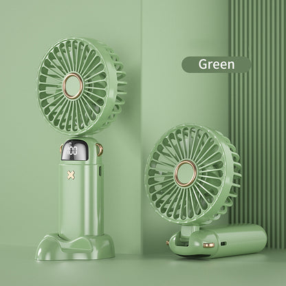 Foldable Mini Handheld Fan Phone Holder With Battery Display Adjustable Wind Speed
