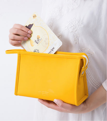 Water-Resistance PU Leather Zippered Toiletry Makeup Bag