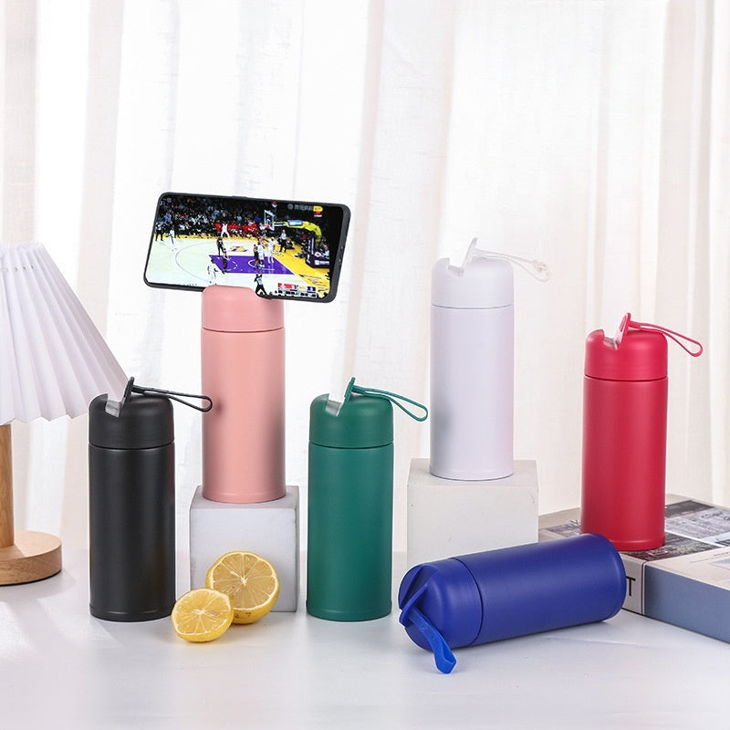 Phone Holder Vacuum Tumbler W/ Carry Strap 10 oz.