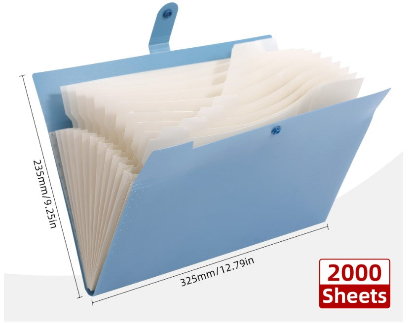 8-Pocket A4 Accordion File Folder Document Organizer W/ Snap Closure Label Stickers
