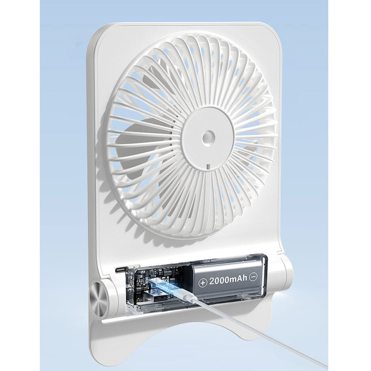 Portable Table Fan Rechargeable 2000mAh Battery Operated for Bedroom Office Outdoor Desktop
