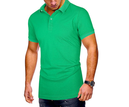 Men's Regular-fit Short-Sleeve Polyester Lapel Polo Shirt