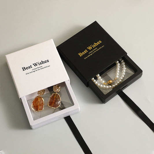 3.7" Cardboard Jewelry Gift Box with PE Film Jewelry Storage Box Clear Display Case