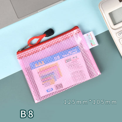 B8 Size Mesh Zipper Pouch Document Holder Bag File Document Pouch For School Office