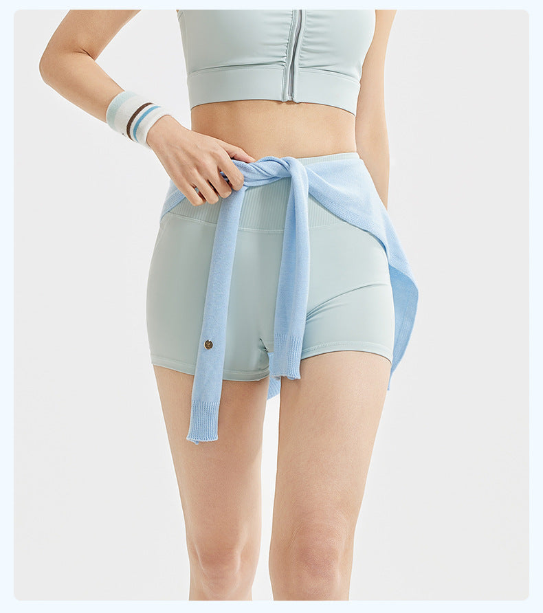 Women's Striped High-Waist Yoga Shorts