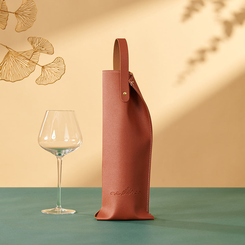 PU Leather Wine Bottle Carrier Tote Bag