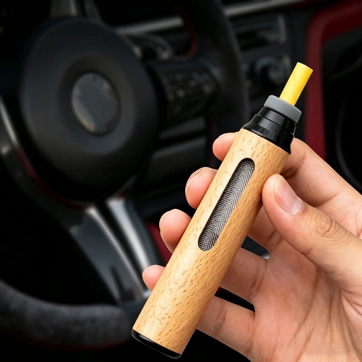Wooden Portable Spill-proof Car Ashtray Handheld Vehicle Ashtray Holder