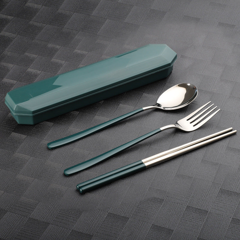 304 Stainless Steel Portable Travel Utensils Set Camping Tableware Set with Case Phone Holder