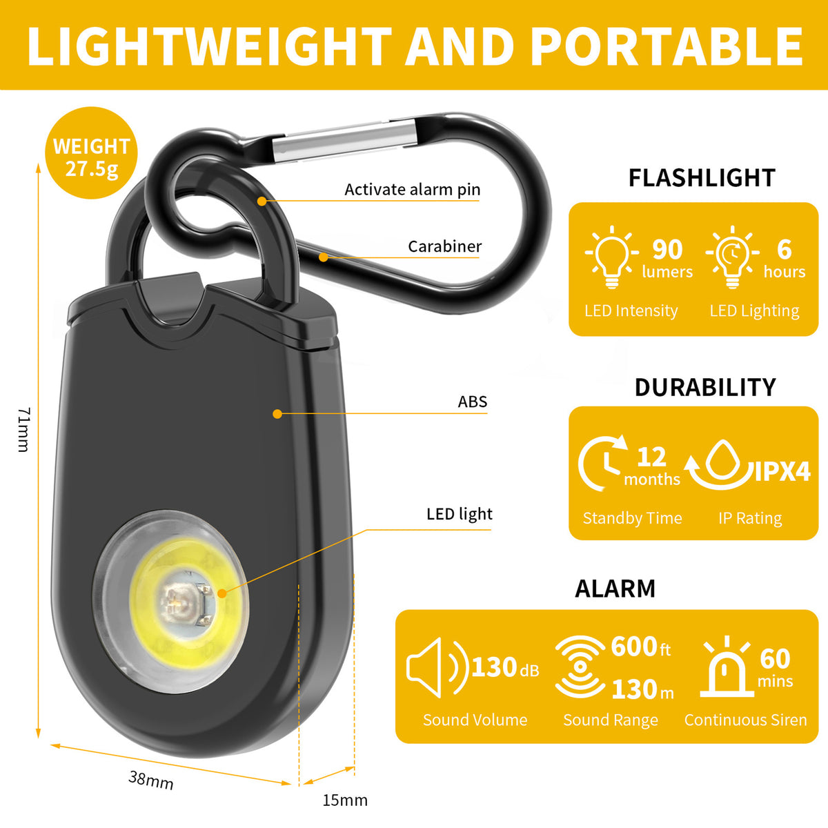 Portable Emergency Security Alarm Keychain