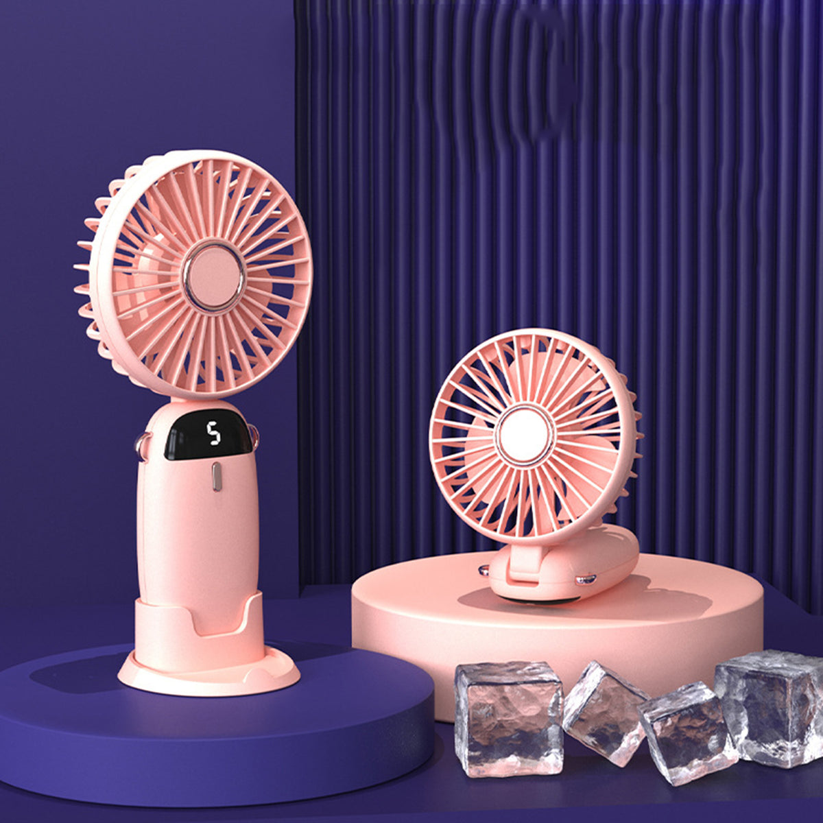Portable Handheld Fan Small Fan USB Rechargeable Personal Hand Held Fan W/5 Speed