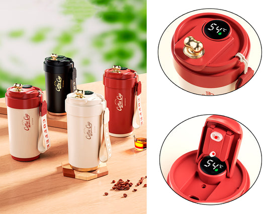 15 Oz/450ml Smart LED Coffee Cup Insulated Water Bottle Tumbler Cup W/ Digital Temperature Display