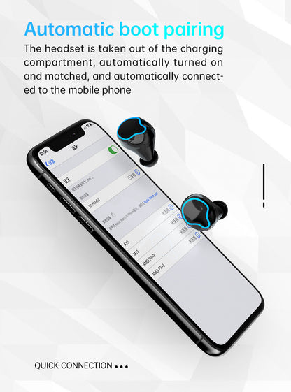 Mirror Surface TWS Earbuds W/600 mAh Power Bank and A LED Light